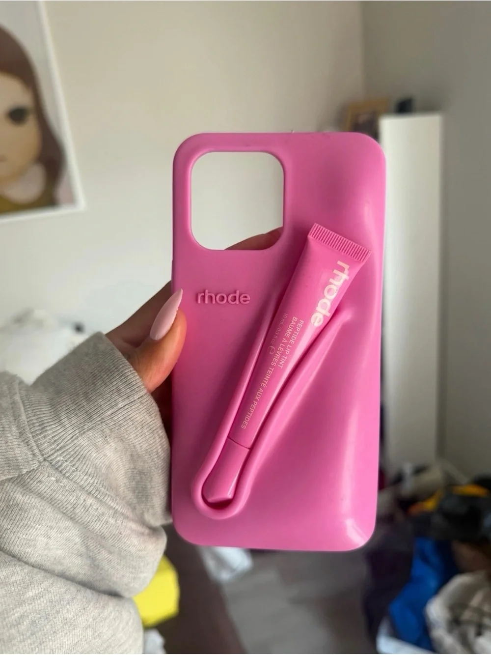 RHODE Hot Pink Silicone Phone Case with Lio Holder